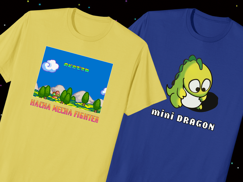 New designs added for Official Arcade Archives Merchandise “HACHA MECHA FIGHTER” and “Ninja-Kid II”!